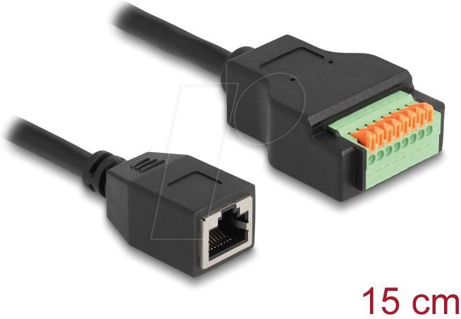 Thumbnail - DELOCK 66065 - RJ45 Kabel Cat.5e Buchse > Terminalblock, Drucktaster, 15 cm