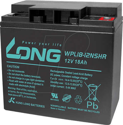 WPL 18-12NSHR-M - Blei-Vlies-Akku, 12 V, 18 Ah, Longlife