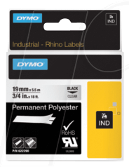 DYMO IND 622290 - DYMO IND Polyester, 19mm, schwarz/transparent
