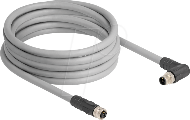 DELOCK 80552 - M12 Kabel L-kodiert 5 Pin Stecker rechts gewinkelt >Buchse PUR