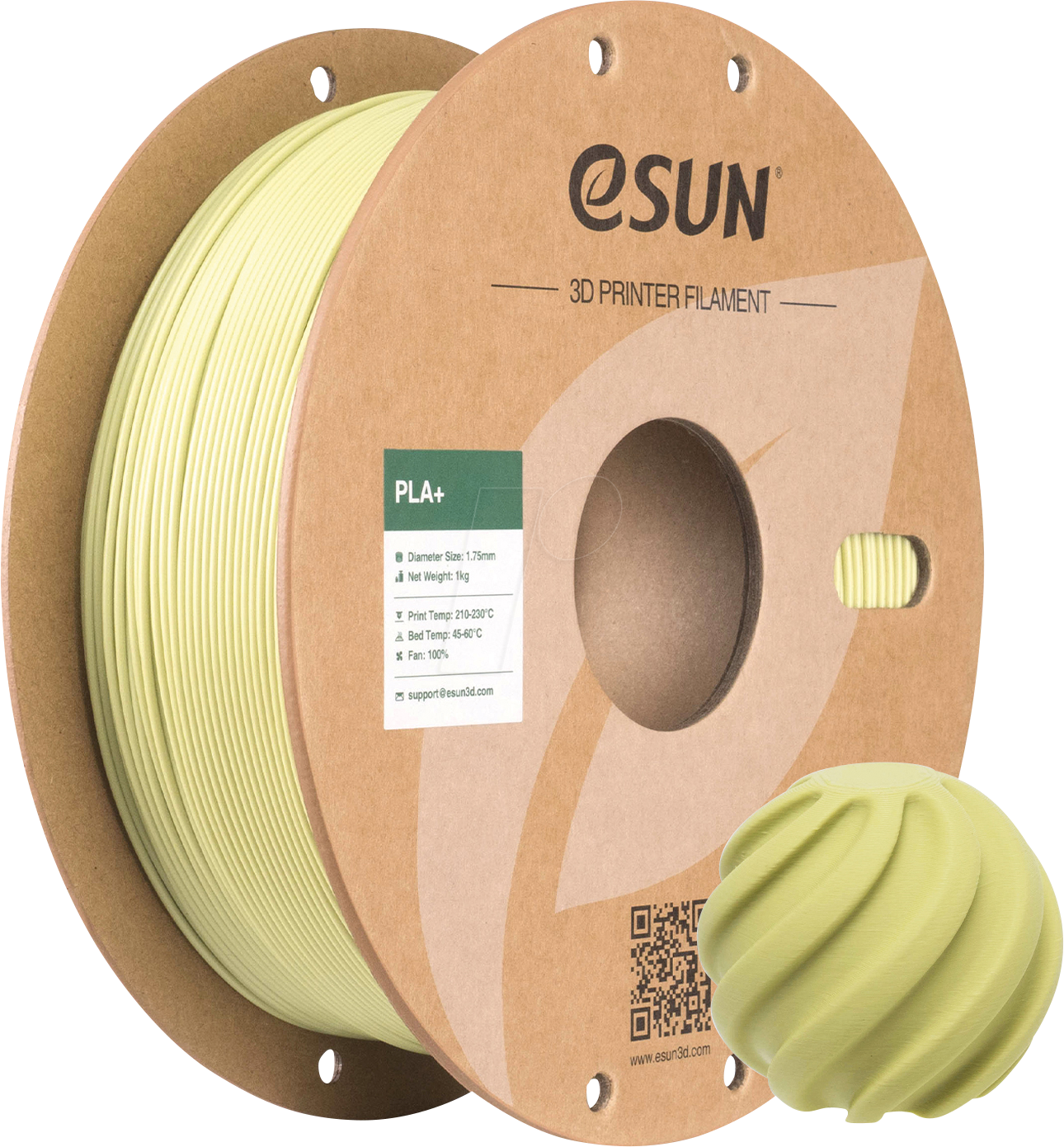 ESUN 72215870 - Filament, PLA+, 1,75 mm, senfgrün, 1 kg