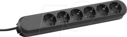 BACH 381.148K - Steckdosenleiste SMART, 6-fach, Typ F - CEE 7/3, schwarz