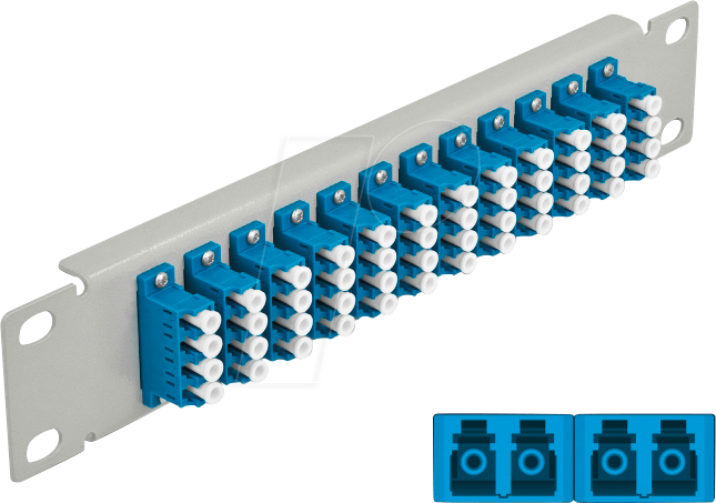 DELOCK 66796 - LWL Patchpanel, 10'', 12-Port, LC Quad, 1HE, grau