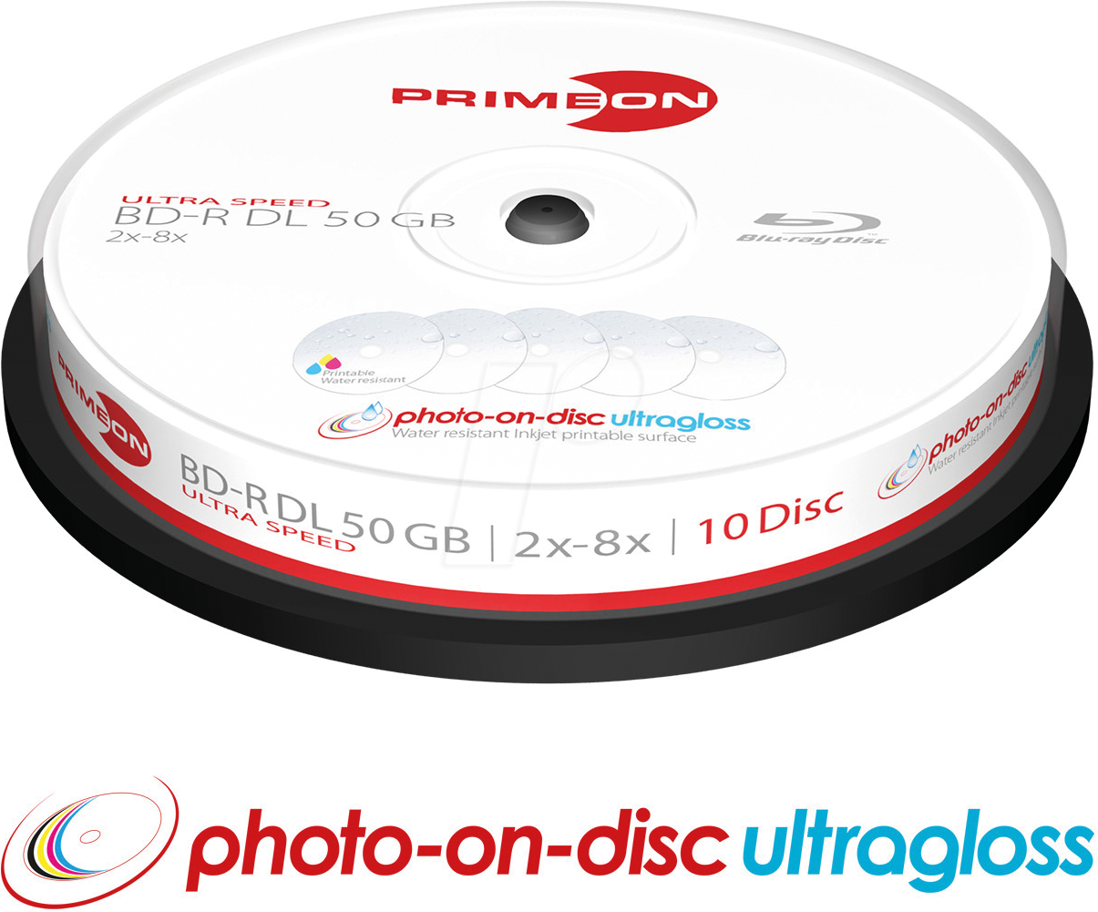 PRIM 2761317 - BD-R DL 50GB 8x, 10-er Cakebox, wasserfest