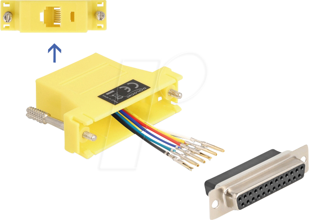 DELOCK 67101 - Adapter D-Sub 25 Pin Bu. > RJ12 Bu. Montagesatz, gelb