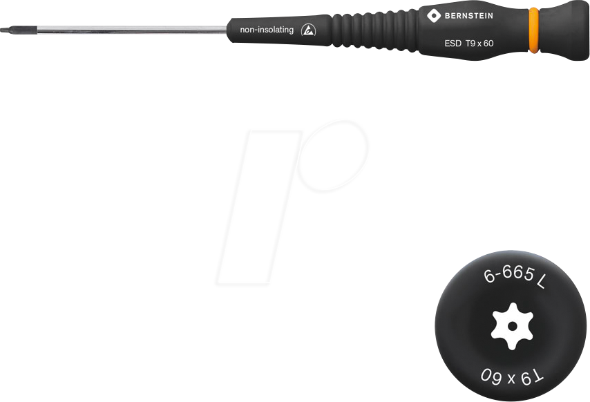 Thumbnail - BERN 6 665 L - ESD Schraubendreher, TORX® (TX) mit Loch, T9