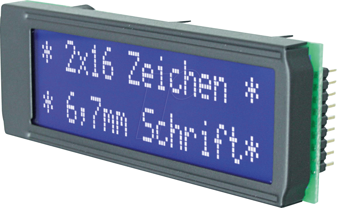 LCD 162BL DIP - LCD DIP-Modul, Dotmatrix, 2x16 Zeichen, blau
