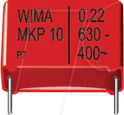 MKP10-630 220N - MKP10 PP-Puls-Kondensator, 220 nF, 10 %, 630 VDC, RM 22,5