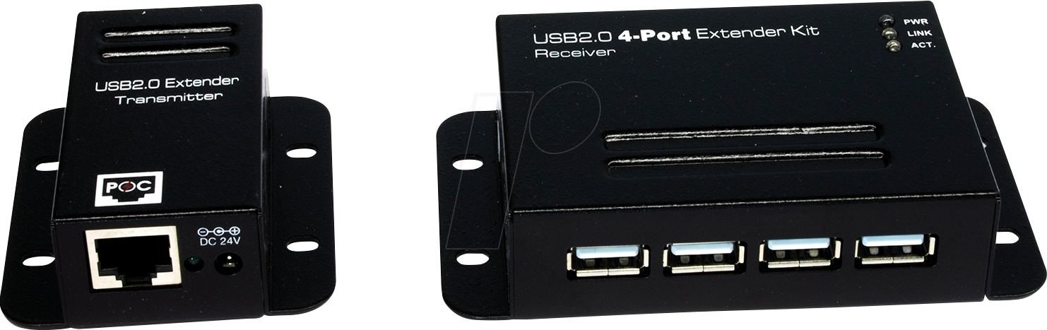 EXSYS EX-1446 - USB 2.0 Hub, 4 Port, Verlängerung, Cat5/6, Metall, 50 m
