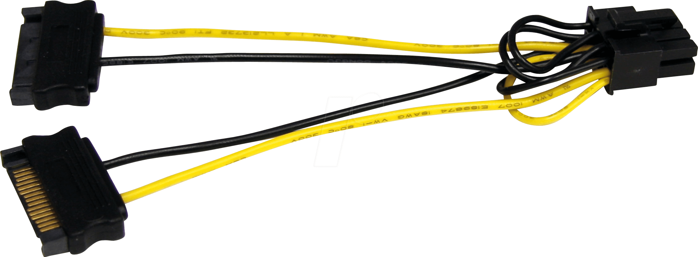 ST SATPCIEX8ADP - 2x 15-pin SATA auf 8er PCI-E, 15 cm, schwarz/gelb