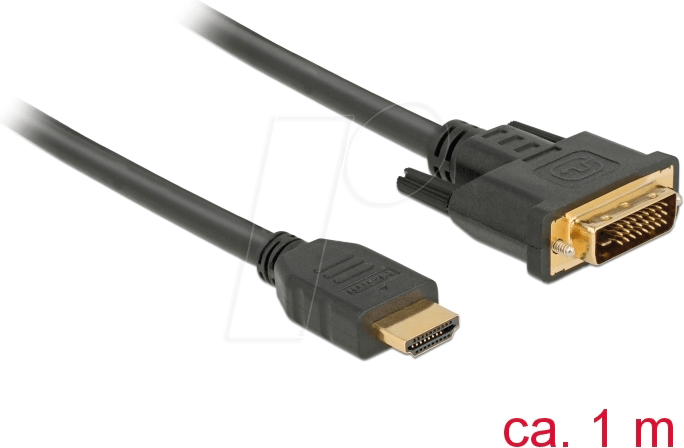 DELOCK 85652 - Kabel DVI 24+1 Stecker > HDMI-A Stecker 1,0m