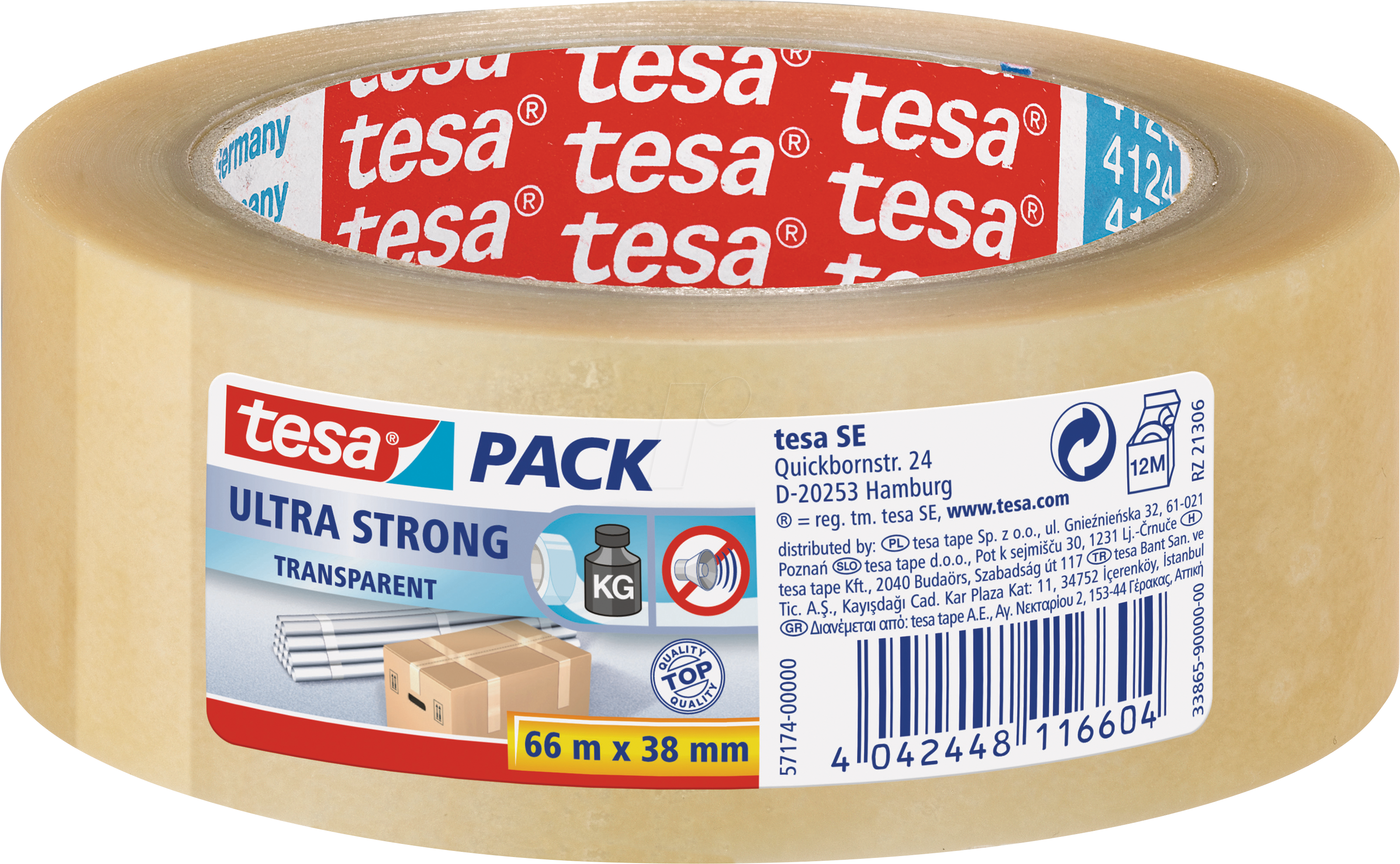 TESA 57174 - tesapack® Ultra Strong, 66 m x 38 mm, transparent