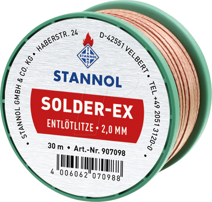 ELL STA 2,0 30 - Entlötlitze Solder-Ex, Kupfer, 30 m x 2,0 mm