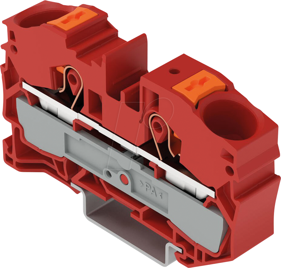 WAGO 2216-1203 - 2-Leiter-Durchgangsklemme, mit Drücker 16 mm², rot