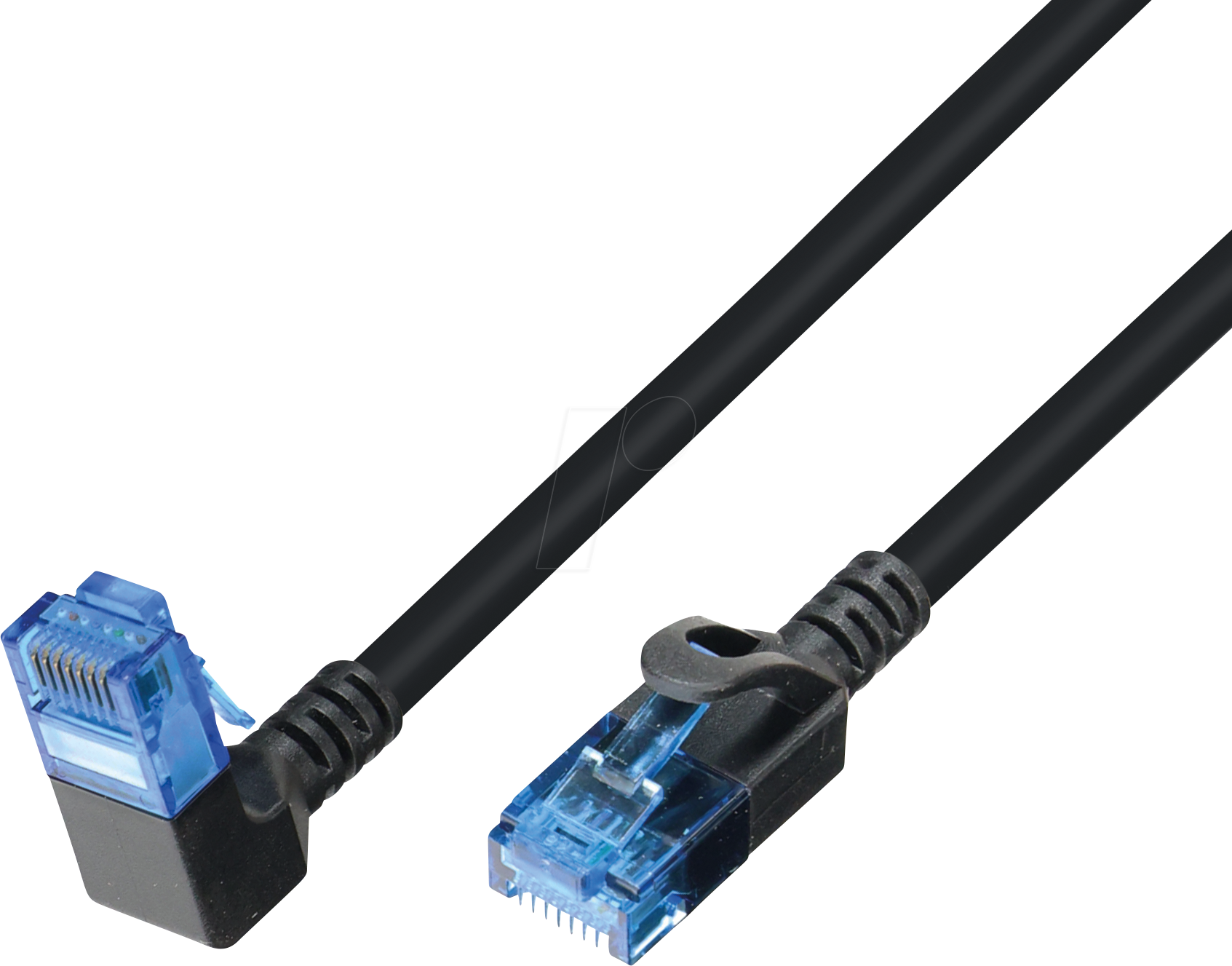 TTL 1810HFD0,5M - Patchkabel Cat.6a, U/UTP, 1x90° unten, Slim, schwarz, 0,5 m