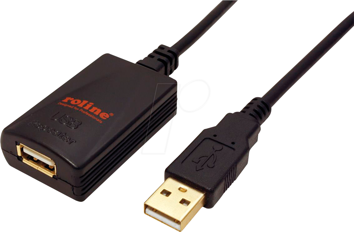ROLINE 12041089 - USB 2.0 Kabel, A St. auf A Bu., schwarz, 5,0 m