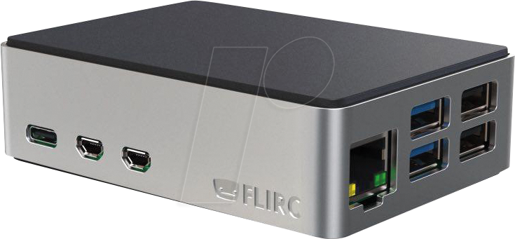 RPIC FLIRC 5 BS - Gehäuse für Raspberry Pi 5, Alu, schwarz/silber