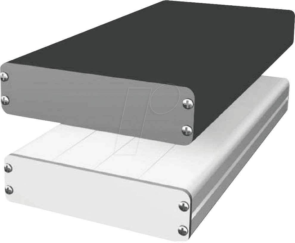 GEH EFG 1S - Alugehäuse, flach, 168 x 103 x 31 mm, schwarz