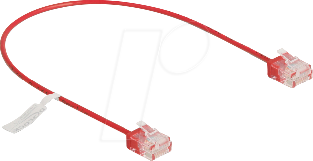 DELOCK 80800 - Patchkabel Cat.6 UTP, Ultra Slim, 0,3 m, rot