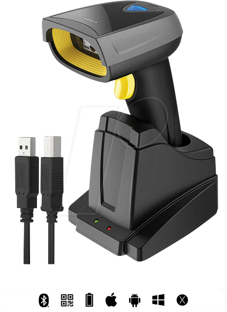 INATECK BCST52SW - Barcodescanner, 2D, Bluetooth/Funk/USB, schwarz