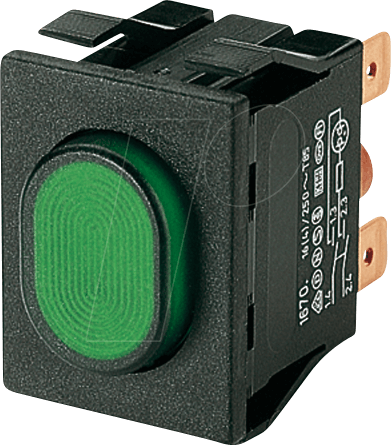 MAR 1670.5202 - Leuchtdruckschalter EIN-AUS, DPST , 250 V AC / 16 A , grün