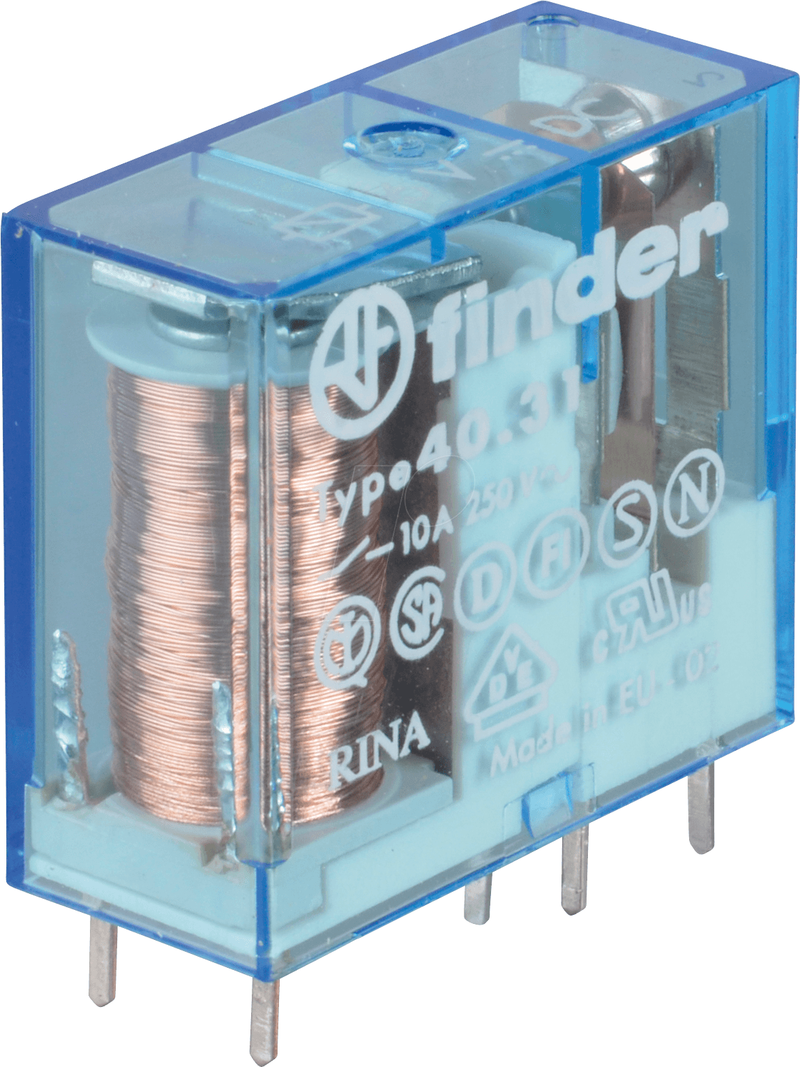 FIN 40.31.9 6V - Printrelais, 1x UM, 250V/10A, 6V, RM 3,5mm