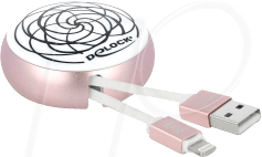 DELOCK 85817 - Sync- & Ladekabel, USB A -> Lightning, 0,92m, aufroll, rose