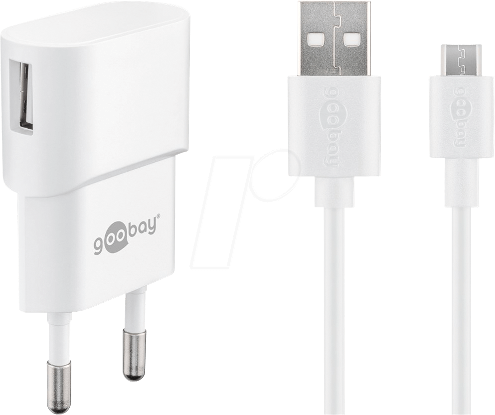 GOOBAY 45297 - USB-Ladegerät, 5 V, 1 A, microUSB, weiß