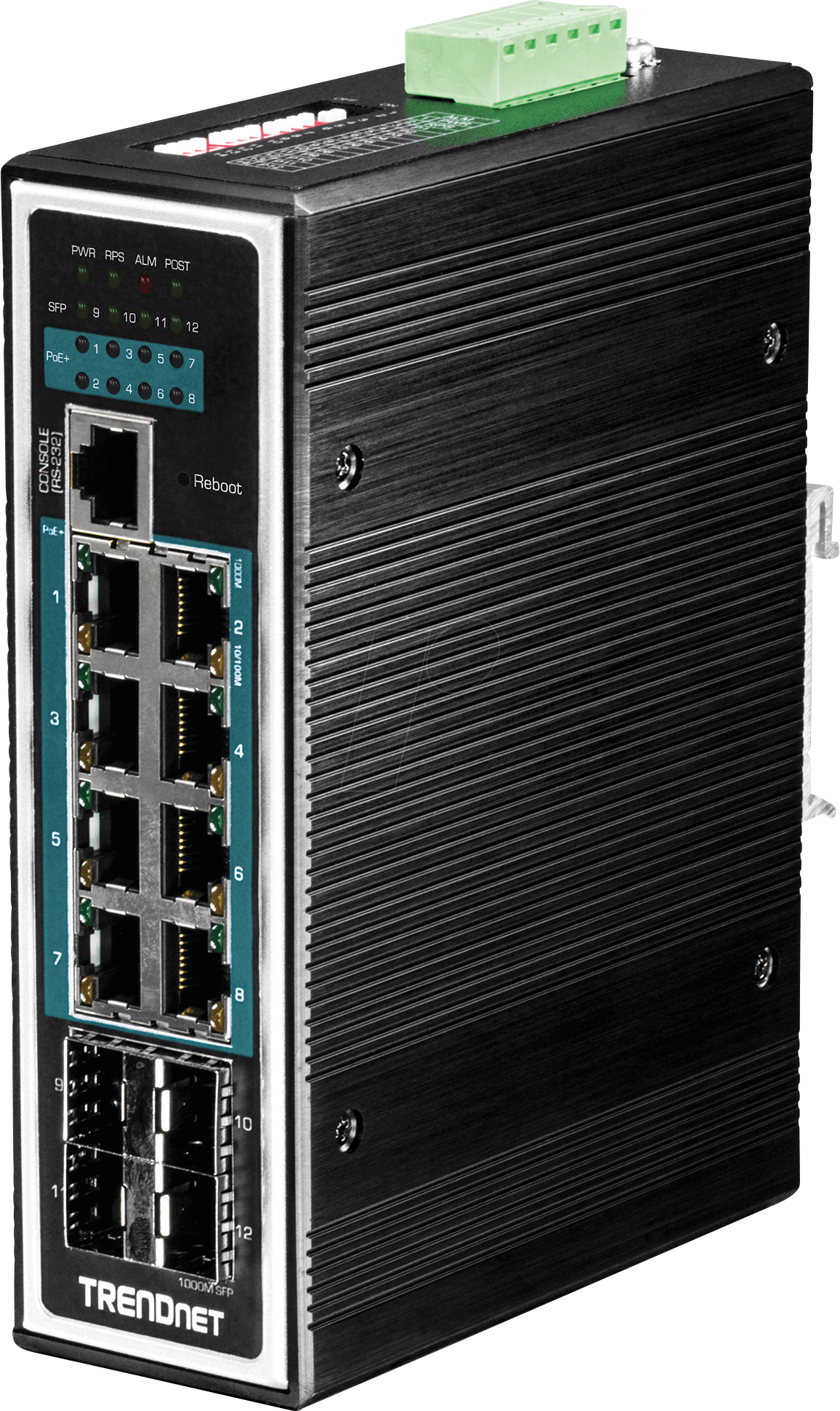 TRN TI-PG1284I - Switch, 12-Port, Gigabit Ethernet, DIN Rail, PoE+