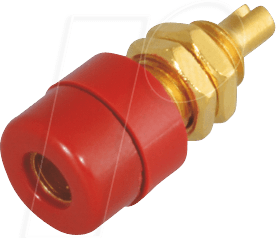 BIL 20 AU RT - Einbaubuchse, 4 mm, Lötanschluss, rot, vergoldet