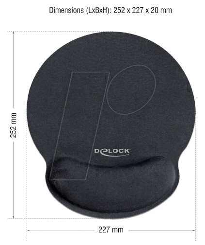 DELOCK 12559 - Mauspad mit Silikon Gel Handauflage, schwarz