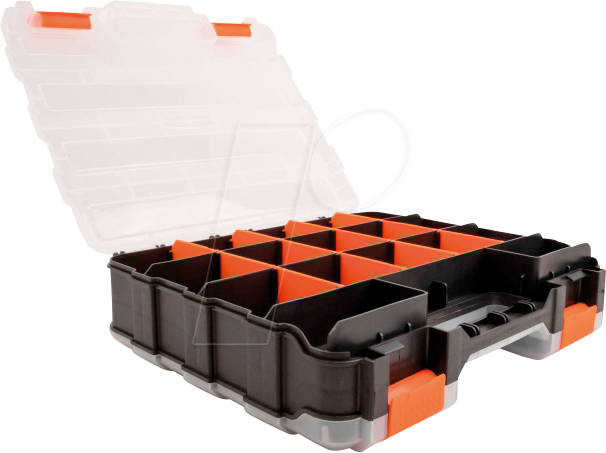 DELOCK 18417 - Sortimentsbox mit 34 Fächern 320 x 270 x 80 mm orange / schwarz