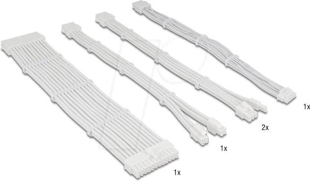 DELOCK 84542 - PSU Verlängerungskabel Set 30 cm 5-teilig inkl. PCIe 5.0 weiß
