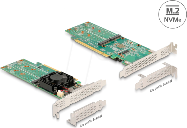DELOCK 90078 - PCIe x16 > 2x SFF-8654 > 4x M.2 Key M, NVMe