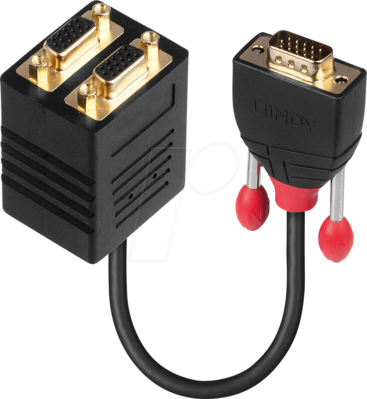 LINDY 41214 - VGA Adapter, VGA Stecker auf 2x VGA Buchse