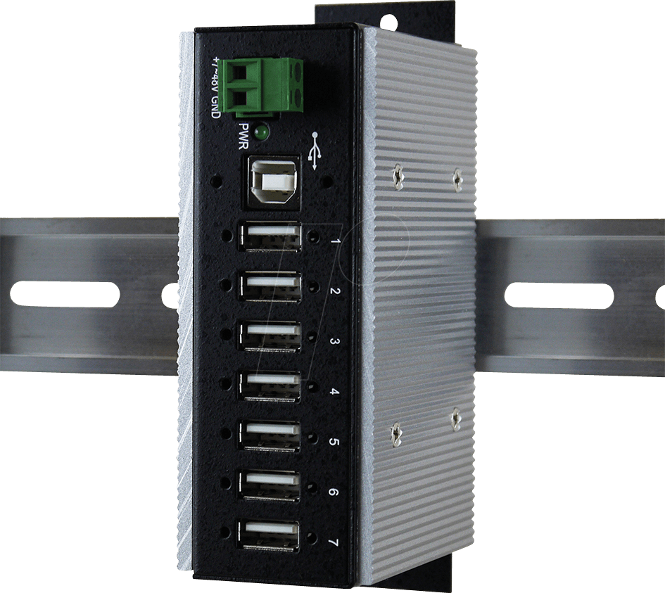 EXSYS 1177HMVSWT - USB2.0 7-Port Metall Hub - Erweiteter Temperaturbereich