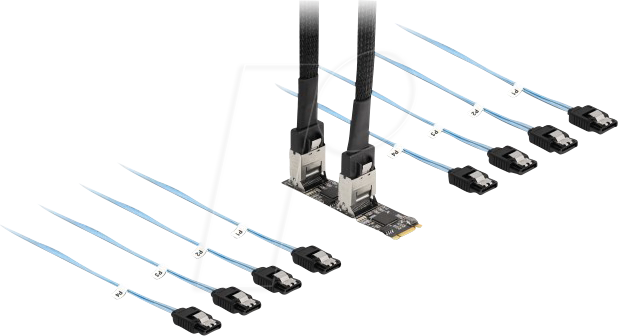 DELOCK 64211 - M.2 2280 Key B+M > 8x SATA 6 Gb/s
