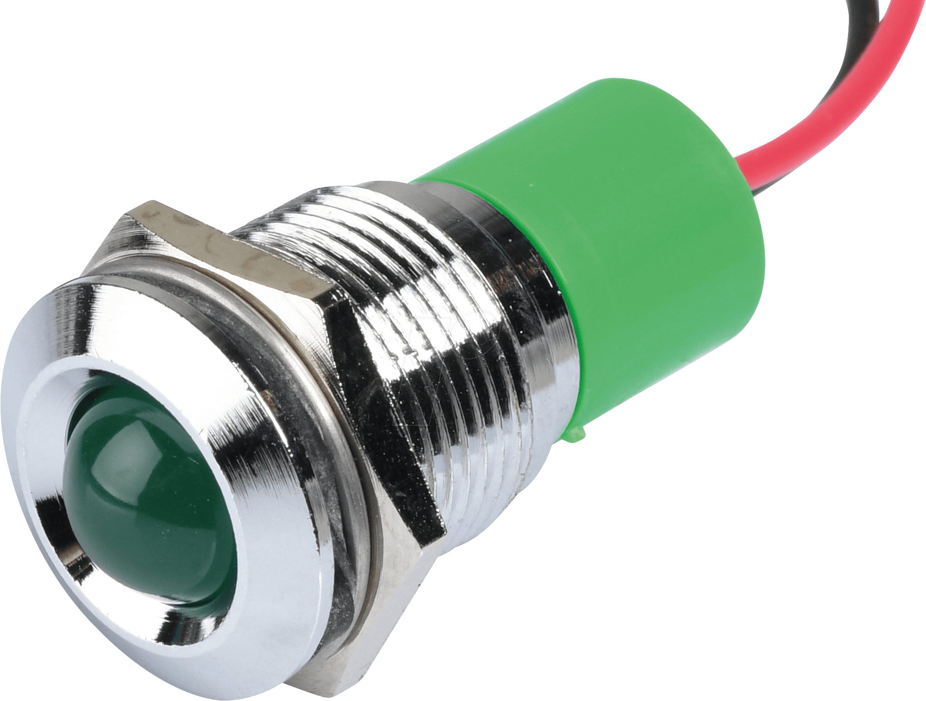 APM Q16P3C G12E - LED-Signalleuchte, grün, 12 V, Ø 16 mm, vorstehend, bedrahtet