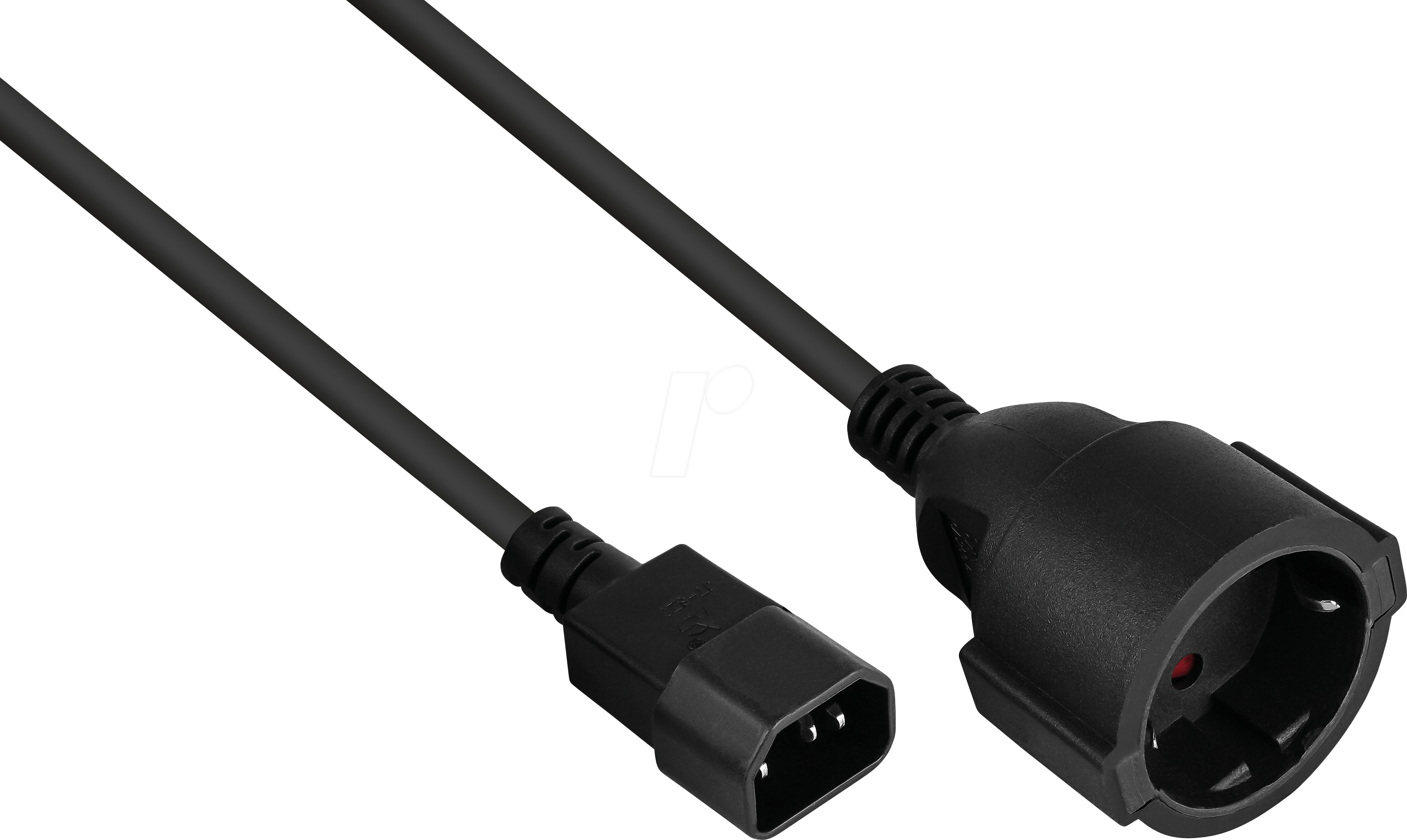 KM SK1402-S002 - Netzkabel / Adapter, Stecker C14 an Buchse Typ F, schwarz, 0,15