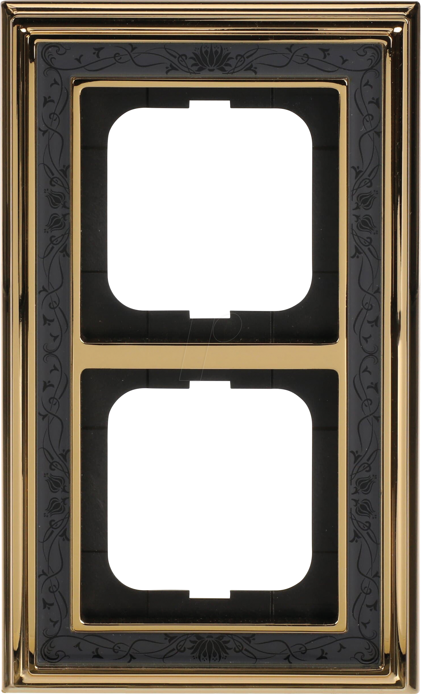 BJ 1722-833 - Abdeckrahmen 2-fach Messing poliert Dekor anthrazit -dynasty®