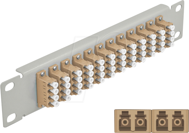 DELOCK 66798 - LWL Patchpanel, 10'', 12-Port, LC Quad, 1HE, grau