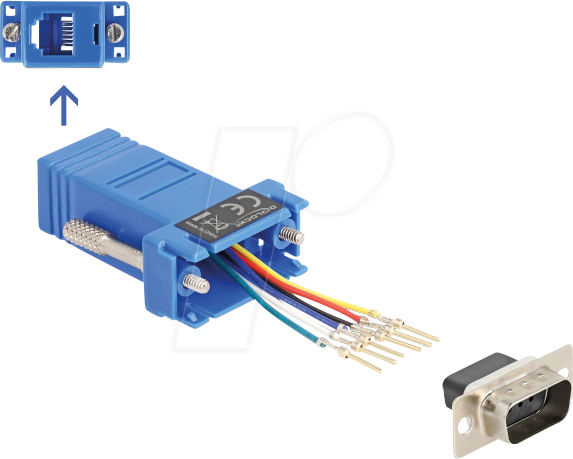 DELOCK 67075 - Adapter D-Sub 9 Pin St. > RJ12 Bu. Montagesatz, blau