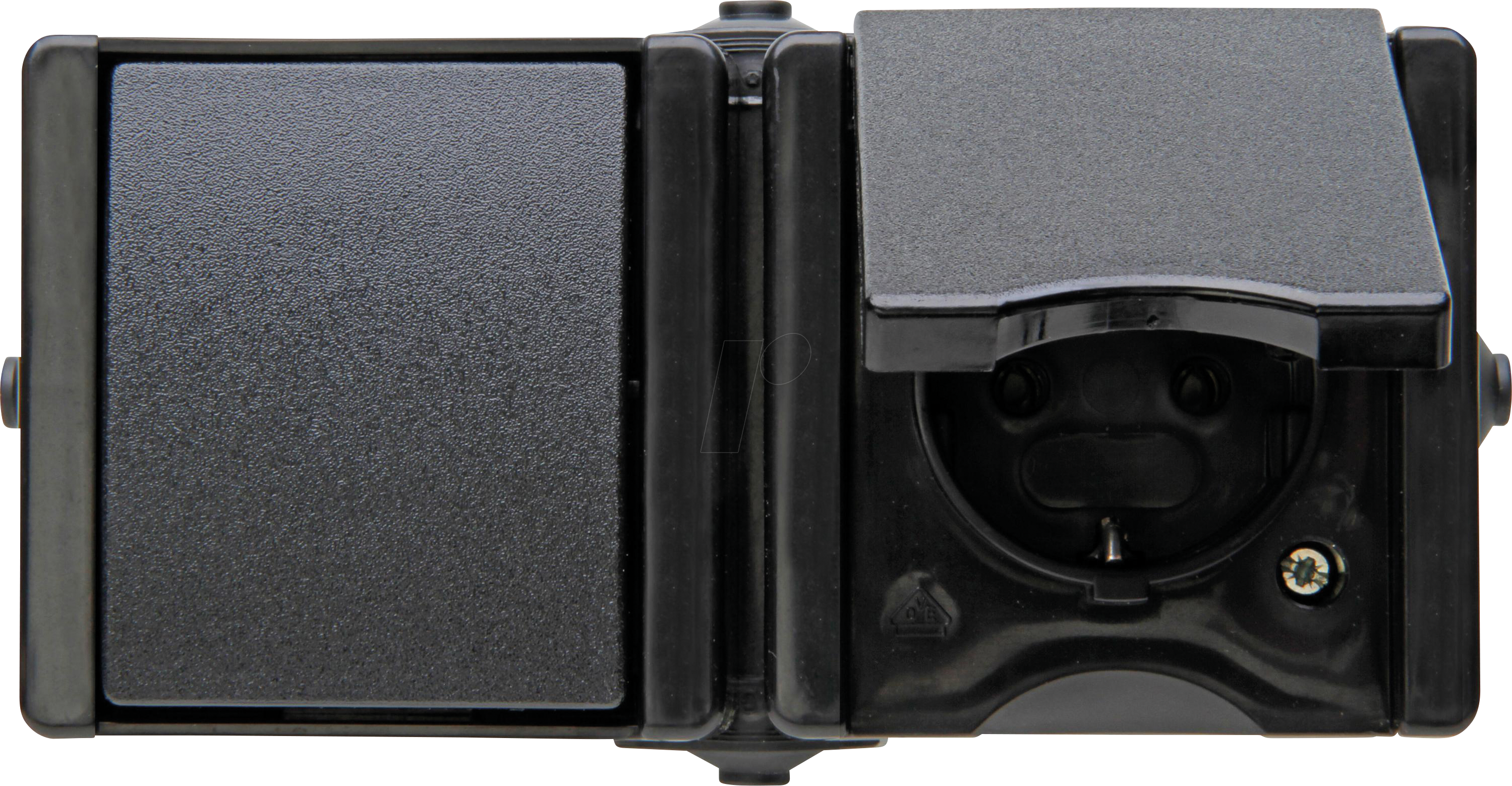 PROAQA 139405000 - proAQA - Wechselschalter-Steckdosenkombination, waggrecht, sw