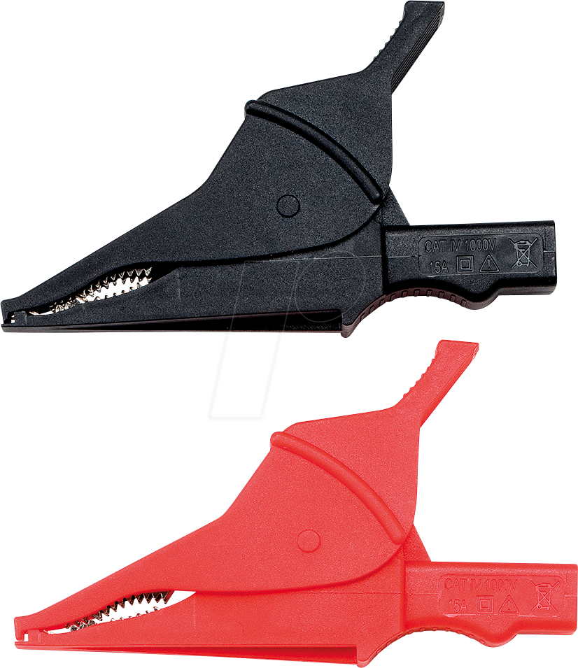CHAU P01295457Z - Krokodilklemmen, 4 mm, 15 A, rot + schwarz
