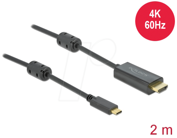 DELOCK 85970 - Kabel, USB-C > HDMI, 4K 60Hz, aktiv, DP Alt, St./St. 2 m