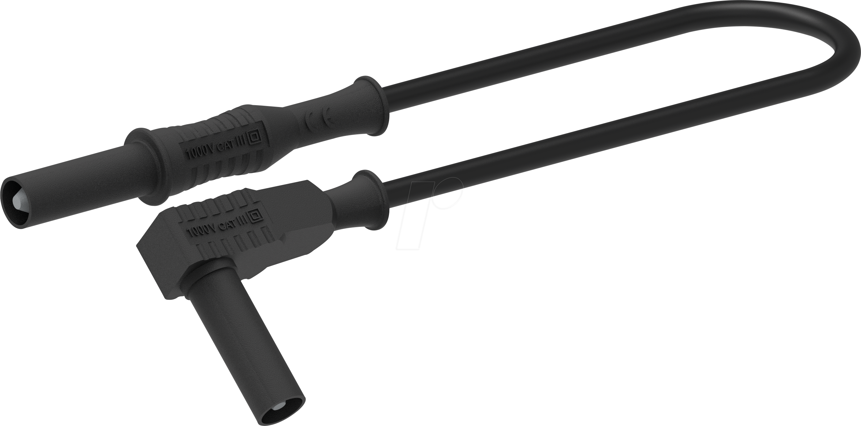 PJP 2352-200N - Messleitung, gerade/Winkel, 1 mm², 2,0 m, schwarz