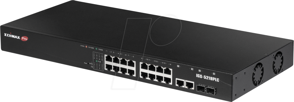 EDI IGS-5218PLC - Switch, 20-Port, Gigabit Ethernet, PoE+, RJ45/SFP