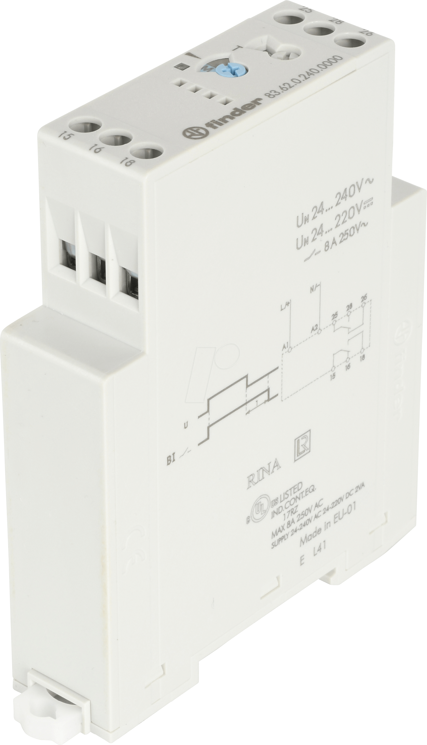FIN 83.62 - Monofunktionszeitrelais, 2 CO, 8A, 24-240V AC/DC