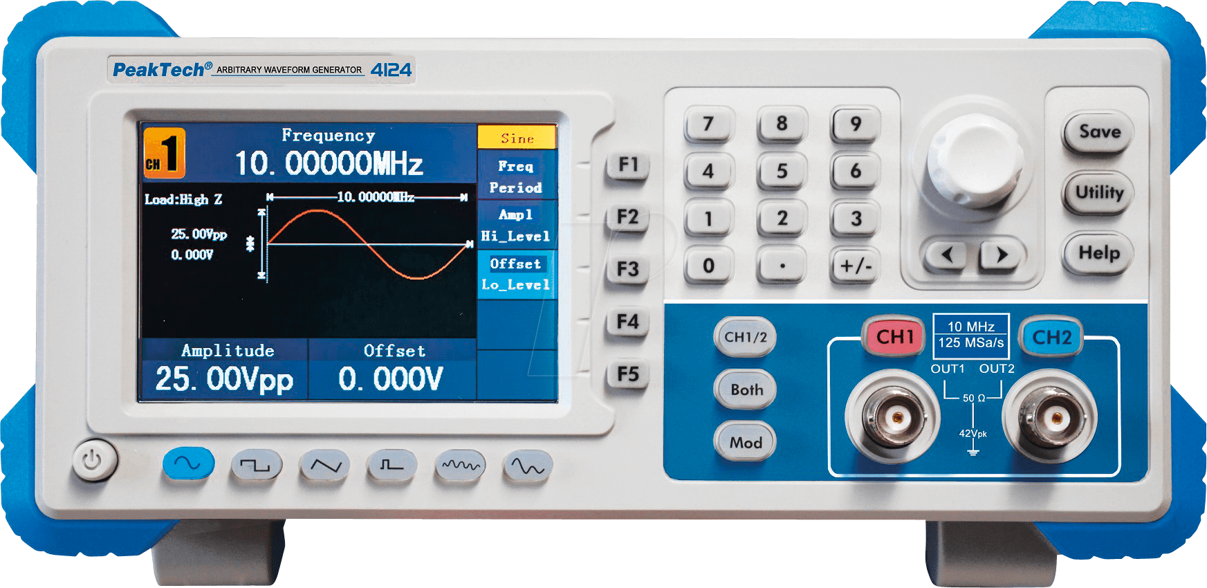 PEAKTECH 4124 - Funktionsgenerator, arbiträr, 1 µHz ... 10 MHz, 2 Kanäle