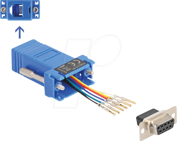 DELOCK 67080 - Adapter D-Sub 9 Pin Bu. > RJ12 Bu. Montagesatz, blau